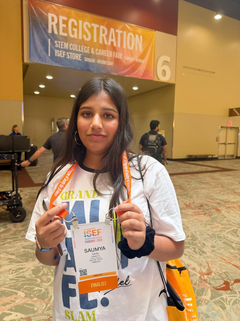 Saumya Saini at Regeneron ISEF 2026 registration in Phoenix